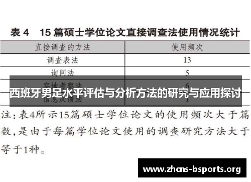 西班牙男足水平评估与分析方法的研究与应用探讨